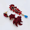 Earrings Red Fish Strass | Gold - Muze Earrings