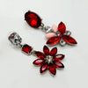 Earrings Red Flower Glam | Silver - Muze Earrings