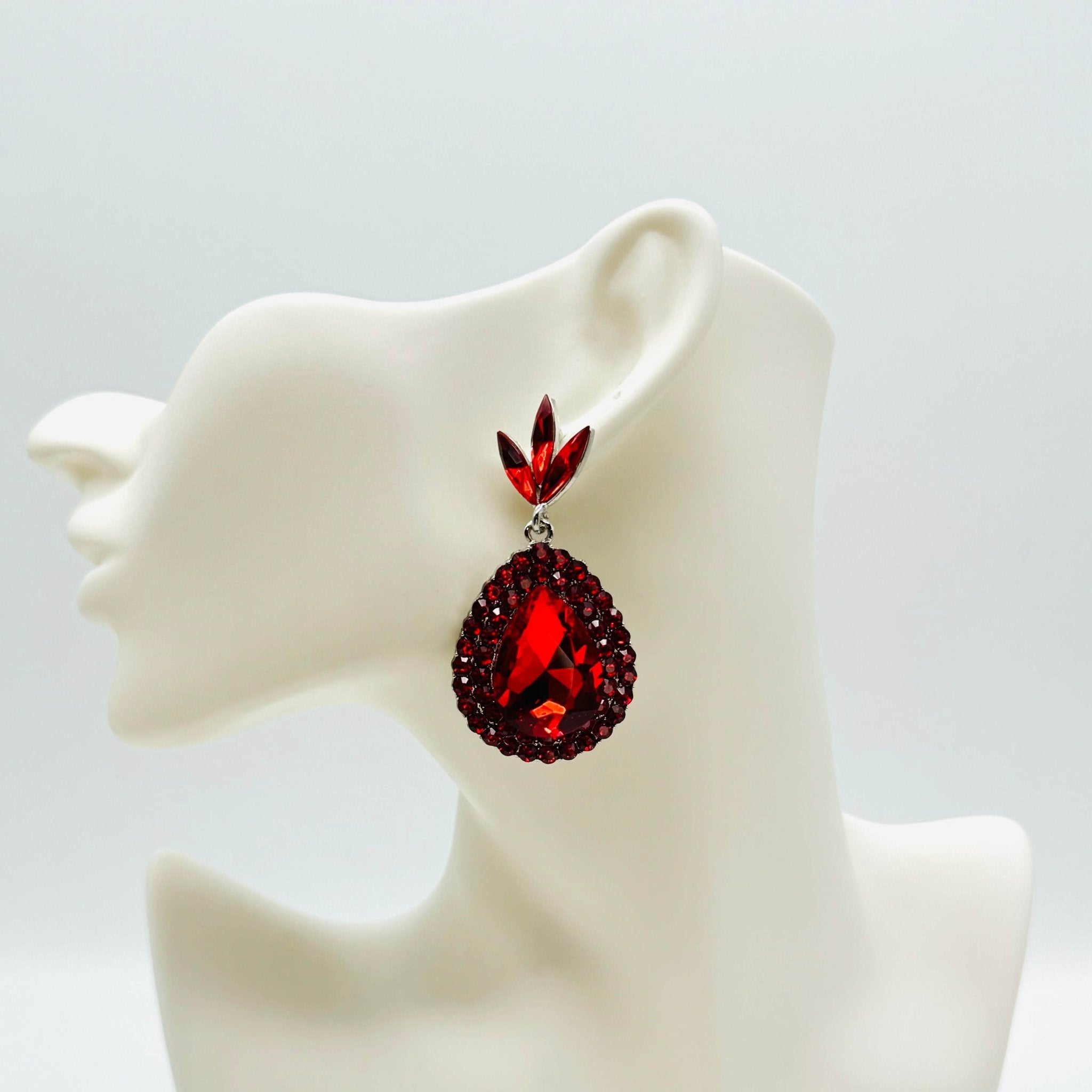 Earrings Red Glam | Silver - Muze Earrings