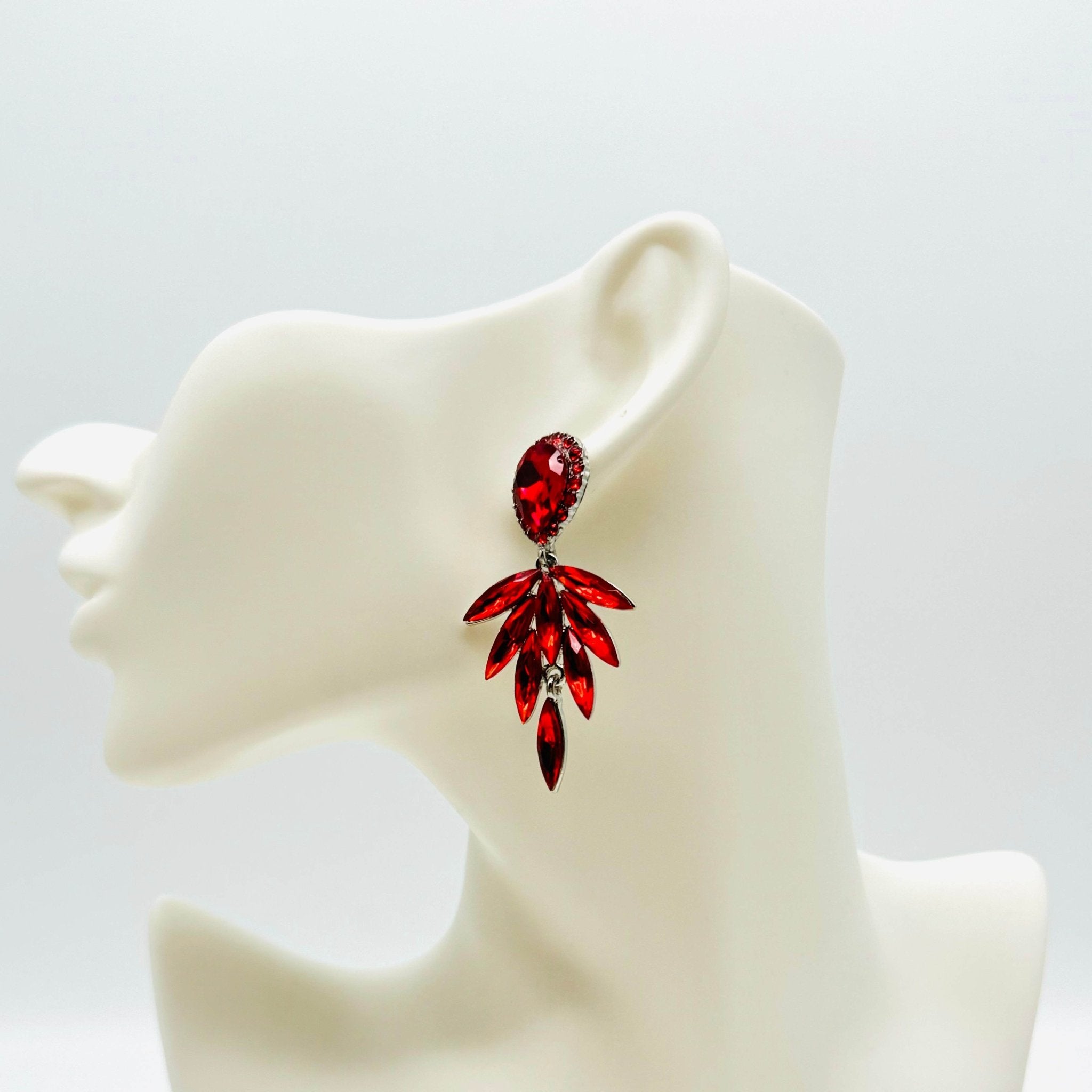 Earrings Red Glam | Silver - Muze Earrings