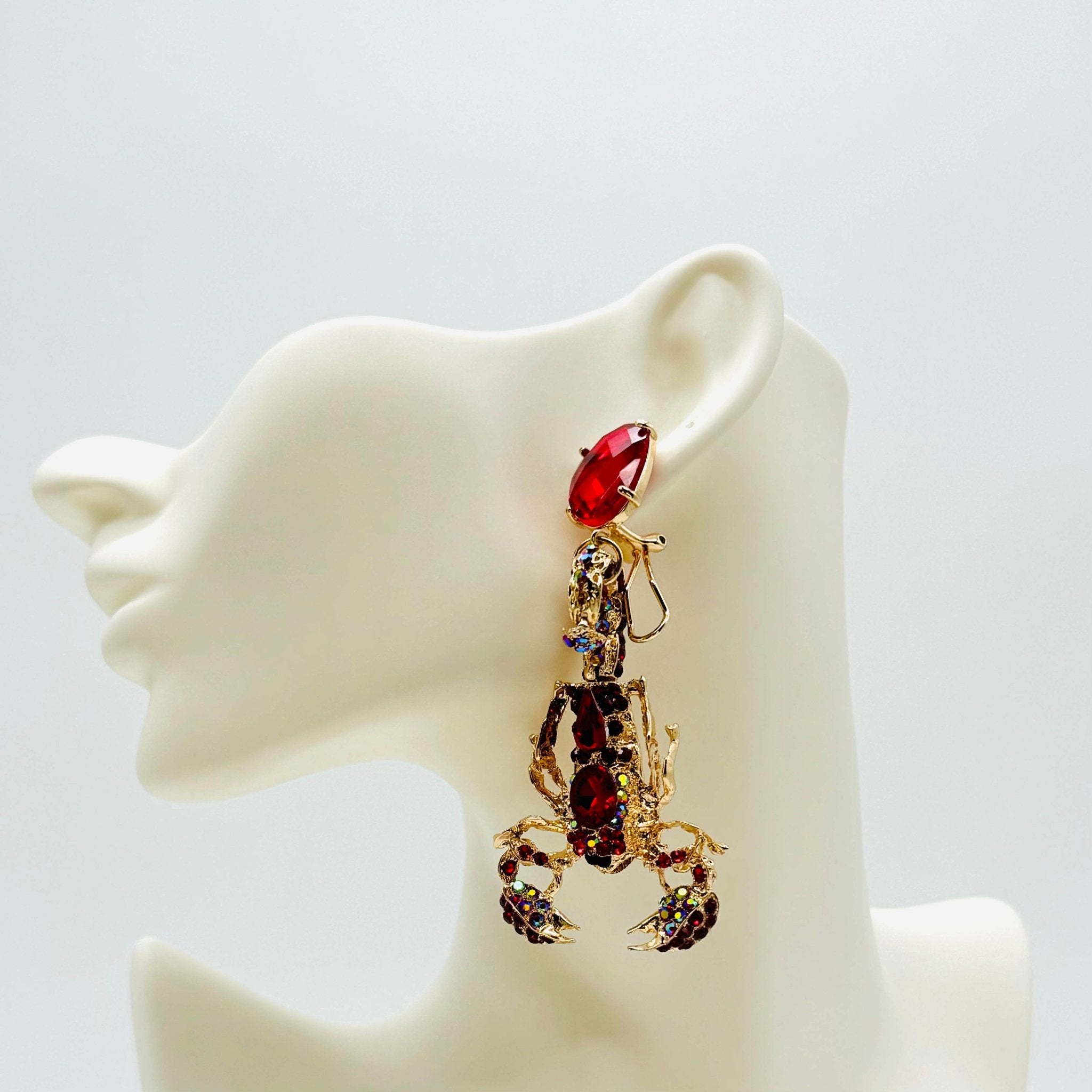 Earrings Red Scorpion | Gold - Muze Earrings