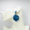 Handgemaakt statement oorbel earrings small blue denim handgemaakt door MUZE earrings. Gratis geleverd binnen nederland en belgie.