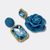 Handgemaakt statement oorbel earrings small blue denim handgemaakt door MUZE earrings. Gratis geleverd binnen nederland en belgie.