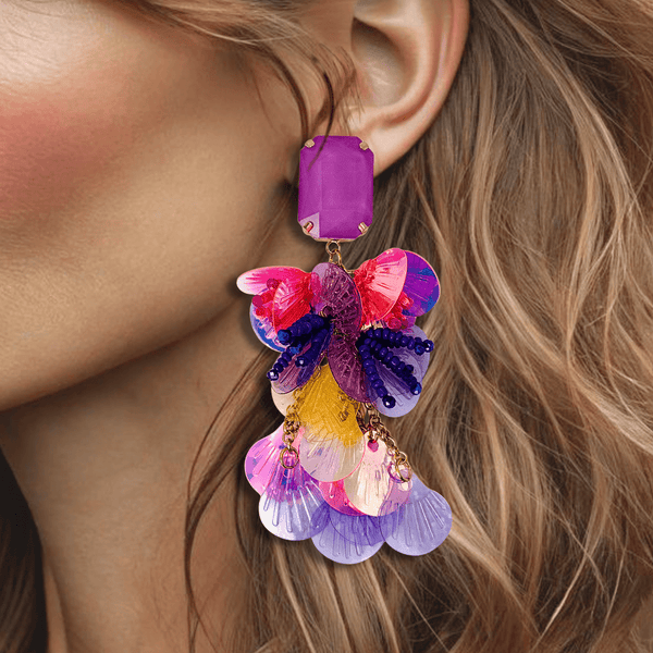 Fluorescent Shells Earrings | Gold - Muze Earrings