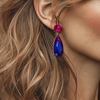Fuchsia AB Glam Earrings | Gold - Muze Earrings