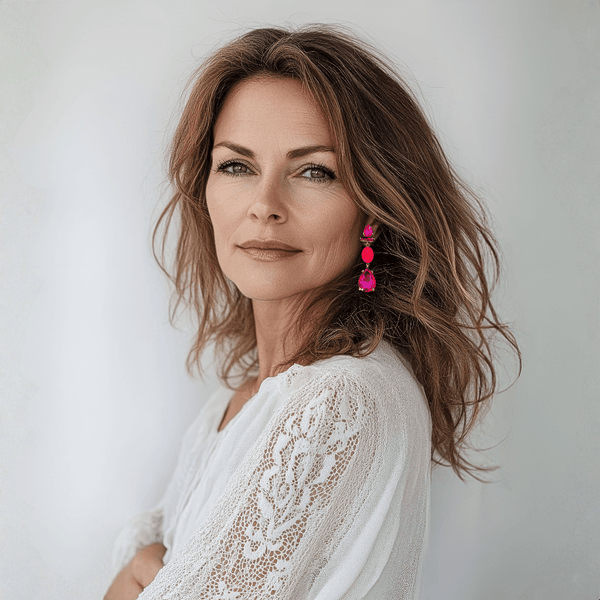 Fuchsia Agate Earrings | Gold - Muze Earrings