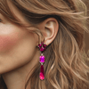 Fuchsia Agate Earrings | Silver - Muze Earrings