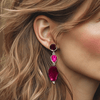 Fuchsia Agate Earrings | Silver - Muze Earrings