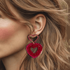 Fuchsia Facet Heart Earrings | Gold - Muze Earrings