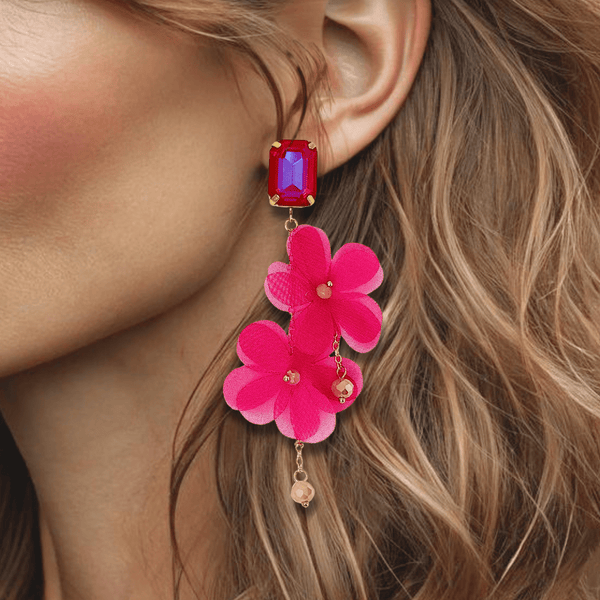 Fuchsia Festival Earrings | Gold - Muze Earrings
