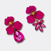 Fuchsia Pink Flower Earrings | Gold - Muze Earrings