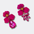 Fuchsia Pink Flower Earrings | Gold - Muze Earrings