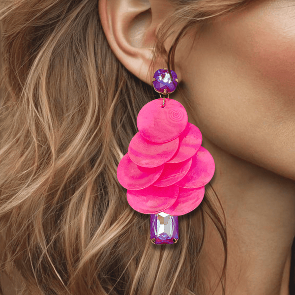 Fuchsia Shell Earrings | Gold - Muze Earrings