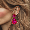 Fuchsia Strass Earrings | Gold - Muze Earrings