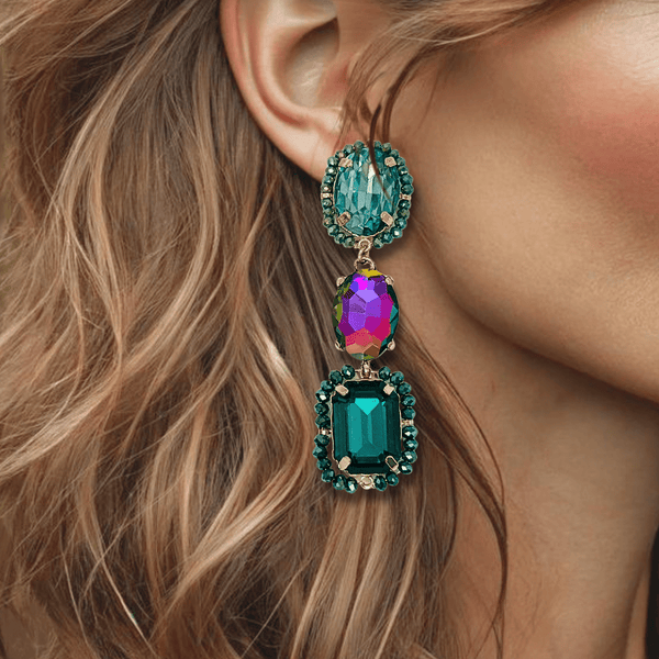 Green AB Beads Earrings | Gold - Muze Earrings