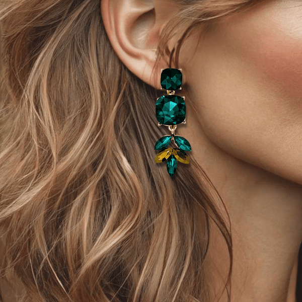 Green Bronze Leaf Earrings | Gold - Muze Earrings