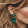Green Crystal Earrings | Silver - Muze Earrings