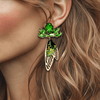 Green Festival Wings II Earrings | Gold - Muze Earrings