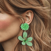 Green Flower Earrings | Gold - Muze Earrings
