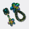 Green Flower Facet Earrings | Gold - Muze Earrings
