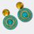 Green Luminous Halo Earrings | Gold - Muze Earrings