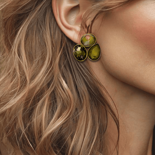 Green Olive Earrings | Gold - Muze Earrings