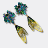 Green Peacock Festival Wings | Gold - Muze Earrings