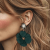 Grey Crystal Flower Earrings | Gold - Muze Earrings