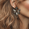 Grey Hematite Earrings | Gold - Muze Earrings