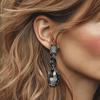 Grey Larvikite Earrings | Silver - Muze Earrings