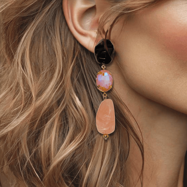 Grey Powder Pink Earrings | Gold - Muze Earrings