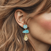 Light Blue Facet Earrings | Gold - Muze Earrings