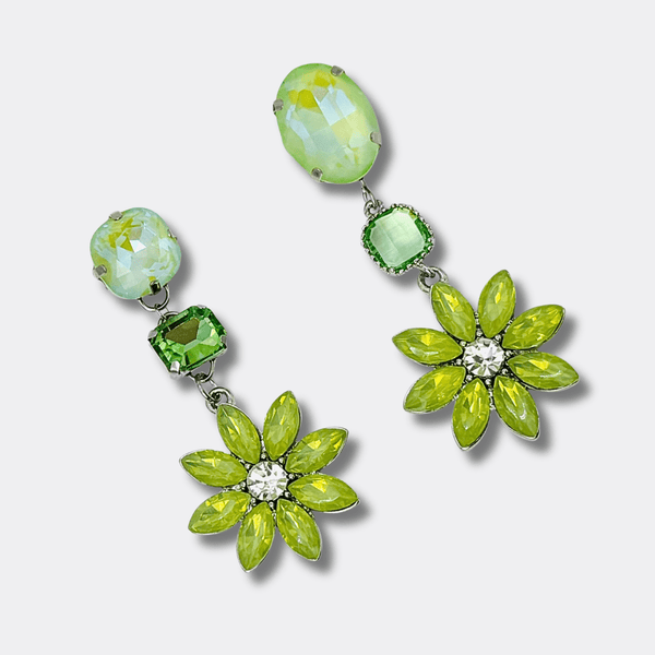 Light Green Flower Earrings | Silver - Muze Earrings