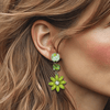 Light Green Flower Earrings | Silver - Muze Earrings