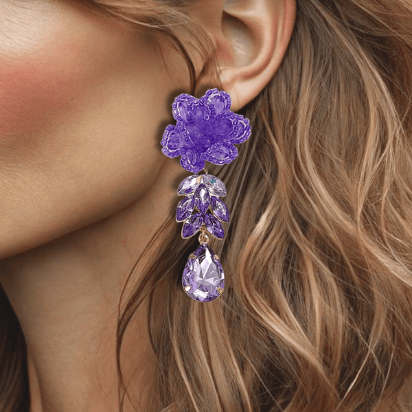 Lilac Facet Flower Earrings | Gold - Muze Earrings