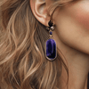 Long Amethyst Glam Earrings III | Gold - Muze Earrings