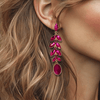 Long Fuchsia Agate Earrings | Gold - Muze Earrings