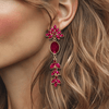 Long Fuchsia Agate Earrings | Gold - Muze Earrings