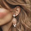 Long Pink Opal Quartz Earrings | Gold - Muze Earrings