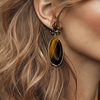 Long Tigereye Earrings | Gold - Muze Earrings