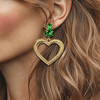 Love Defined Green Heart Earrings | Gold - Muze Earrings