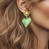 Love Defined Green Heart Earrings | Gold - Muze Earrings