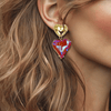 Love Defined Pink Heart Earrings | Gold - Muze Earrings