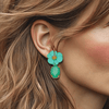 Mint Crystal Flower Earrings | Gold - Muze Earrings