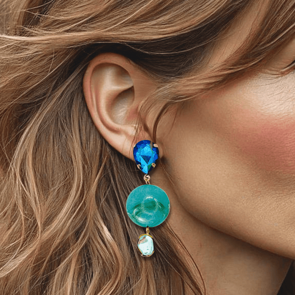 Ocean Blue Earrings | Gold - Muze Earrings