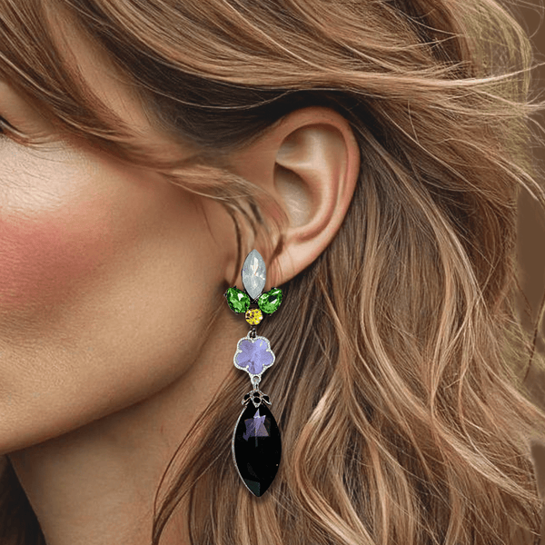 Opal Purple Green Earrings | Silver - Muze Earrings