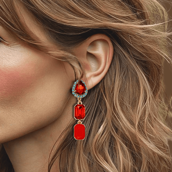 Orange Aqua Earrings | Gold - Muze Earrings