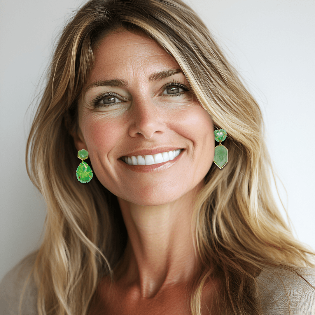 Pastel Green Amazonite Earrings | Gold - Muze Earrings