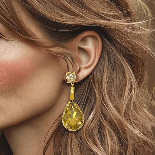 Pastel Yellow Jade Earrings | Gold - Muze Earrings
