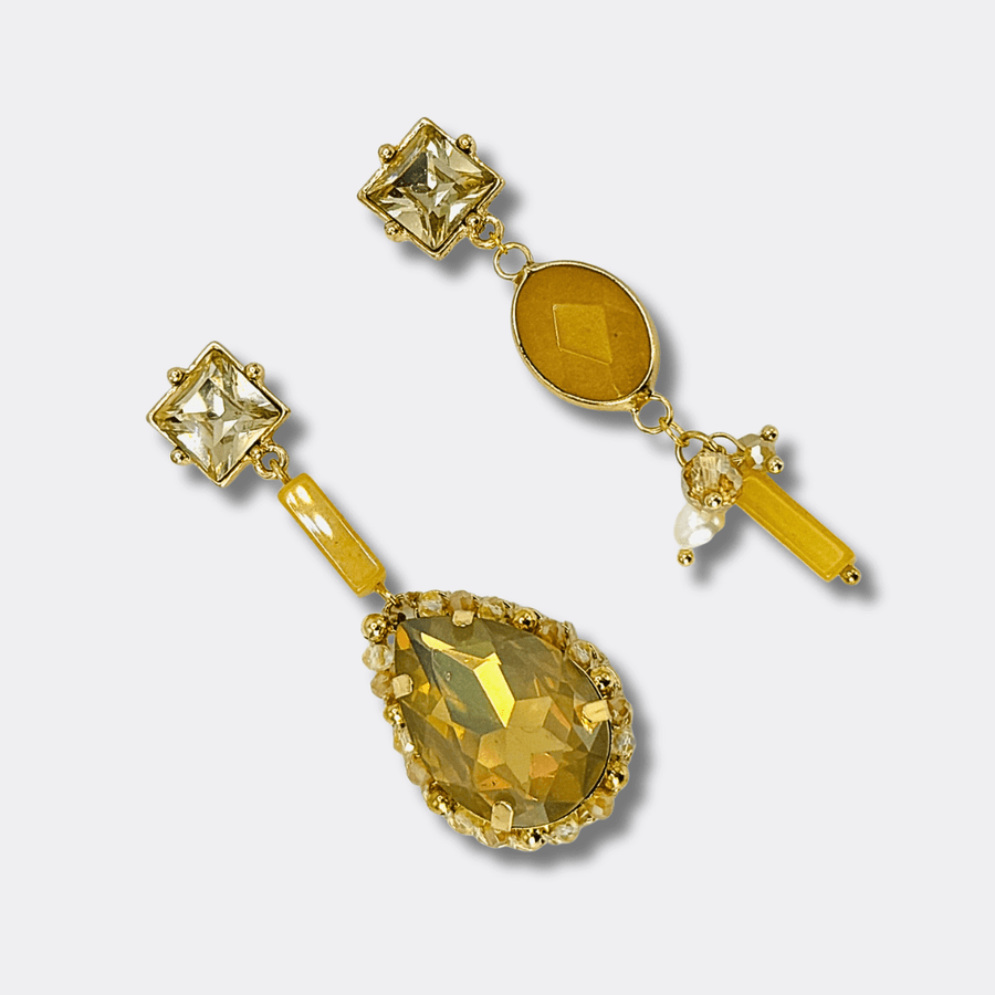 Pastel Yellow Jade Earrings | Gold - Muze Earrings